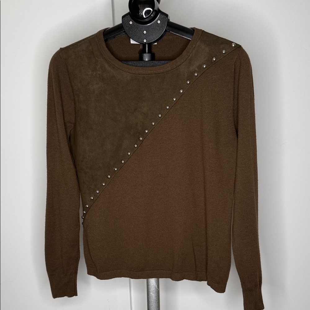Milano Brown Sweater with Studded Detail